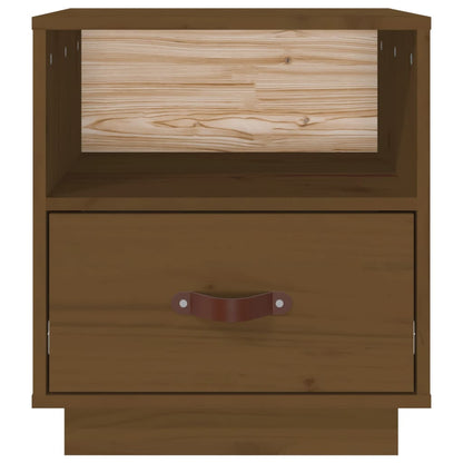 Mesita De Noche Madera Maciza De Pino Marrón Miel 40x34x45 Cm_4
