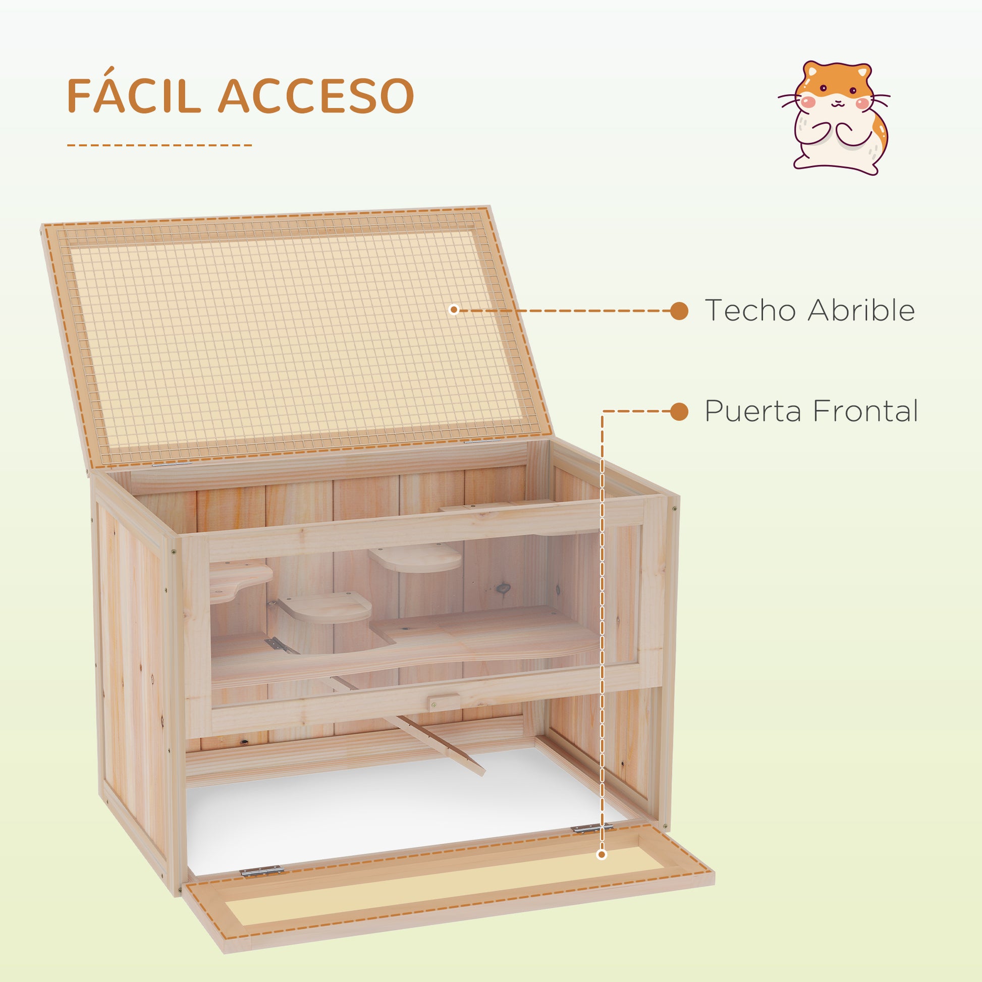 Pawhut Jaula Madera Para Hámster Ratoncillos Casa Para Roedores Pequeños De 2_4