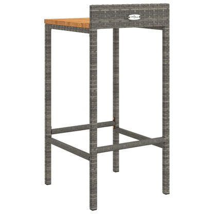 Taburetes Altos 2 Uds Madera De Acacia Y Ratán Sintético Gris_4