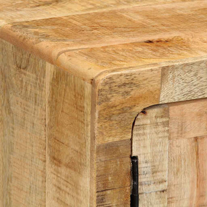 Mesita De Noche De Madera Maciza De Mango Rugosa 40x32x46 Cm_4