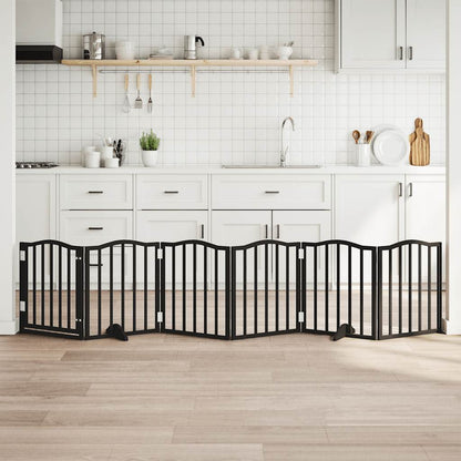 Vidaxl Puerta Para Perros Plegable 6 Paneles Madera Álamo Negra 300 Cm_1
