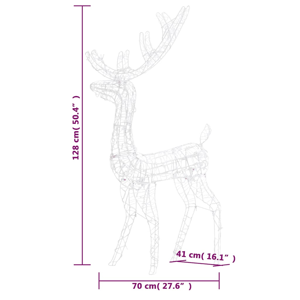 Vidaxl Adorno Reno De Navidad Acrílico Blanco Cálido 140 Leds 120 Cm_2
