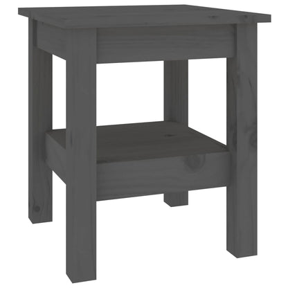 Mesa De Centro De Madera Maciza De Pino Gris 35x35x40 Cm_0