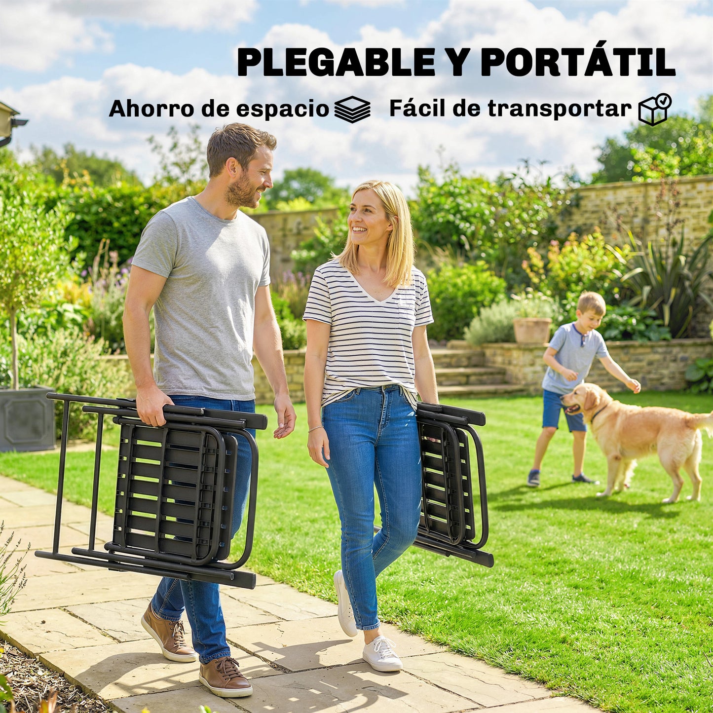 Outsunny Juego De 4 Sillas De Jardín Exterior Plegables_3