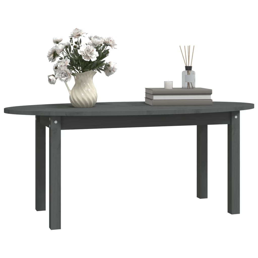 Mesa De Centro De Madera Maciza De Pino Gris 110x55x45 Cm_2