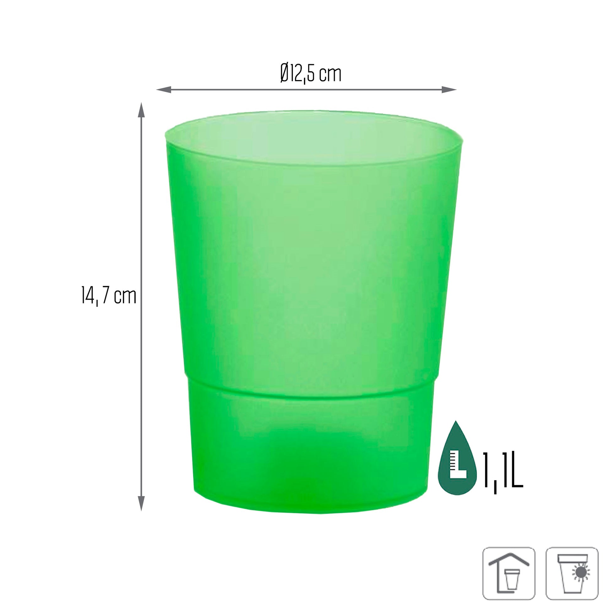 Maceta Coubi Orchid 1,1l., Dimensiones (mm) 125x125x147, Color Verde Opaco_2
