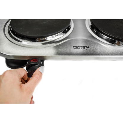 Hornillo Eléctrico Doble, Zona Cocinado 18,5 - 15.5 Cm, 2 Termostatos Regulación Continua Camry Cr6511 Plata_4