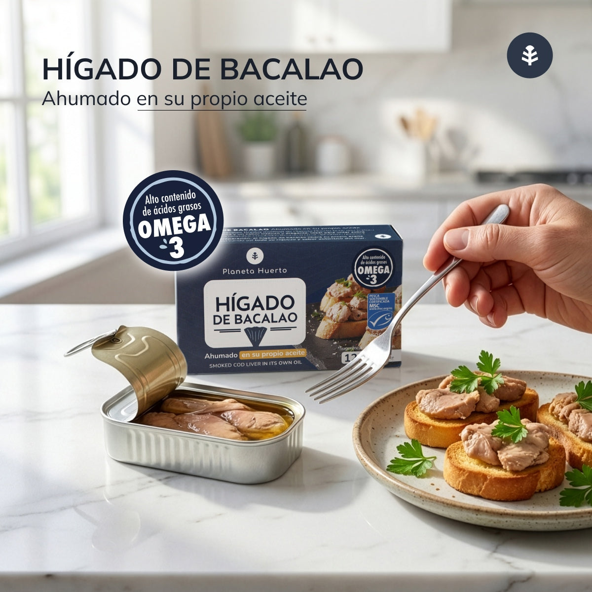 Hígado de bacalao en su propio aceite MSC pesca sostenible Planeta Huerto 120 g