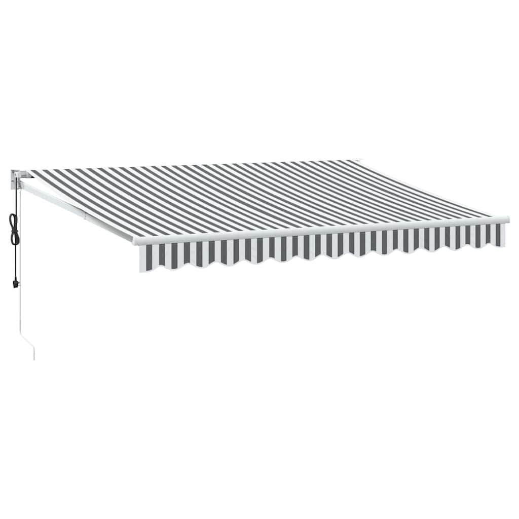 Toldo Retráctil Aluminio Y Tela Antracita Y Blanco 3,5x2,5 M_0