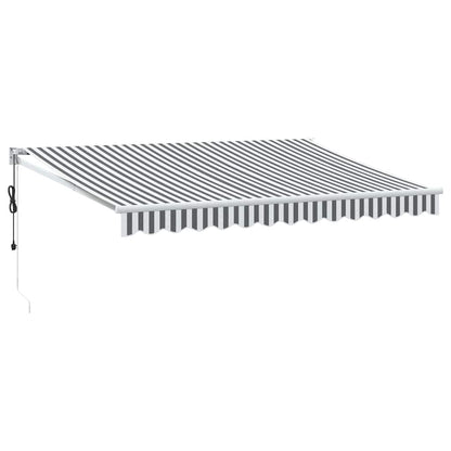 Toldo Retráctil Aluminio Y Tela Antracita Y Blanco 3,5x2,5 M_0