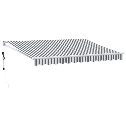 Toldo Retráctil Aluminio Y Tela Antracita Y Blanco 3,5x2,5 M_0