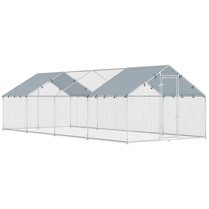 Pawhut Gallinero Para Exterior Grande 6,8x3x1,9 M 20,4 M² Con Cubierta Cerradura_0
