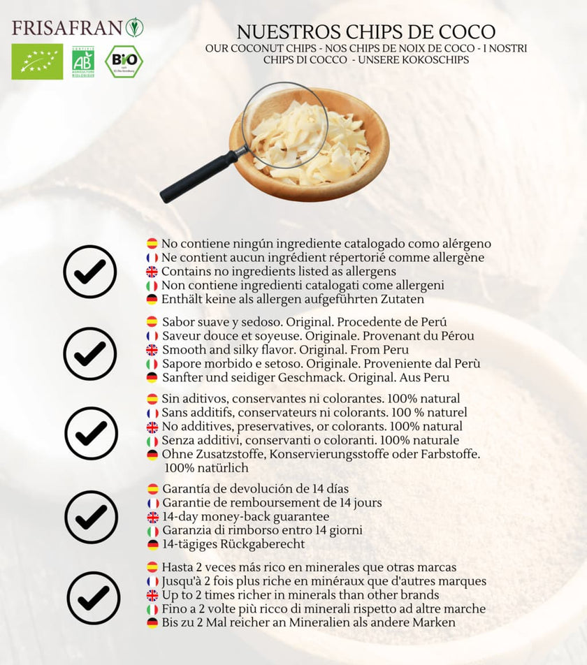 Chips De Coco Ecológicos | Deshidratados | Frisafran