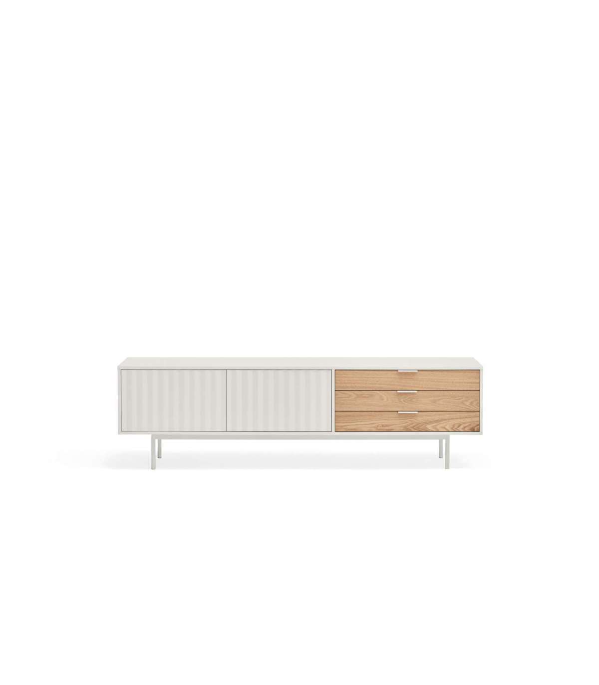 Mueble Para Televisión Modelo Sierra 2 Puertas 3 Cajones Acabado Blanco/roble, 40cm(ancho_0