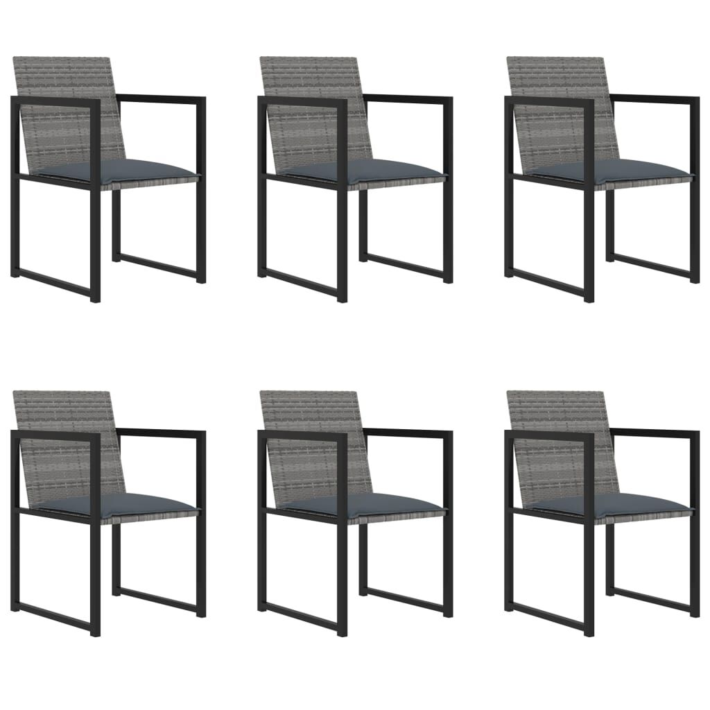 Vidaxl Set De Comedor Para Jardín 7 Pzas Cojines Ratán Sintético Gris_1