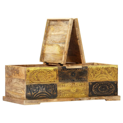 Mesa De Centro Madera Maciza De Mango 100x50x35 Cm_1