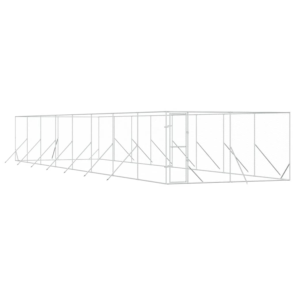 Perrera De Exterior Acero Galvanizado Plateado 4x16x2 M_0