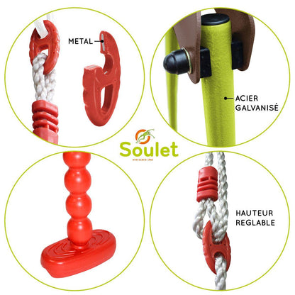 Columpio de acero triple con asiento góndola Soulet Malo