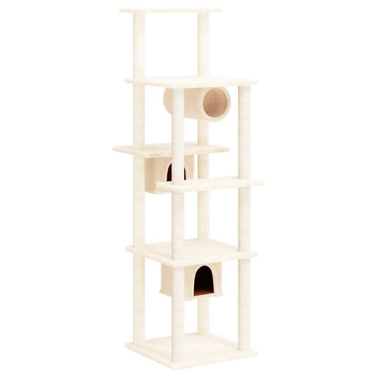 Vidaxl Rascador Para Gatos Con Postes De Sisal Crema 169 Cm_0
