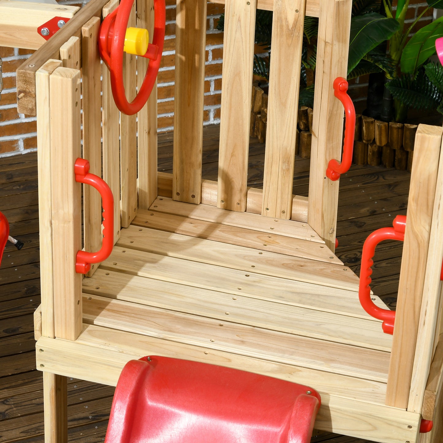 Outsunny Juego De Tobogán Y Columpio Para Niños 4 En 1 170x200x118 Cm Rojo_3