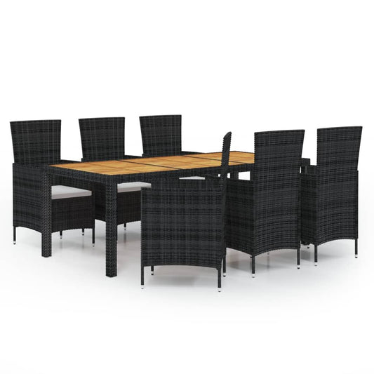 Vidaxl Juego De Comedor De Jardín 7 Piezas Ratán Sintético Negro_0