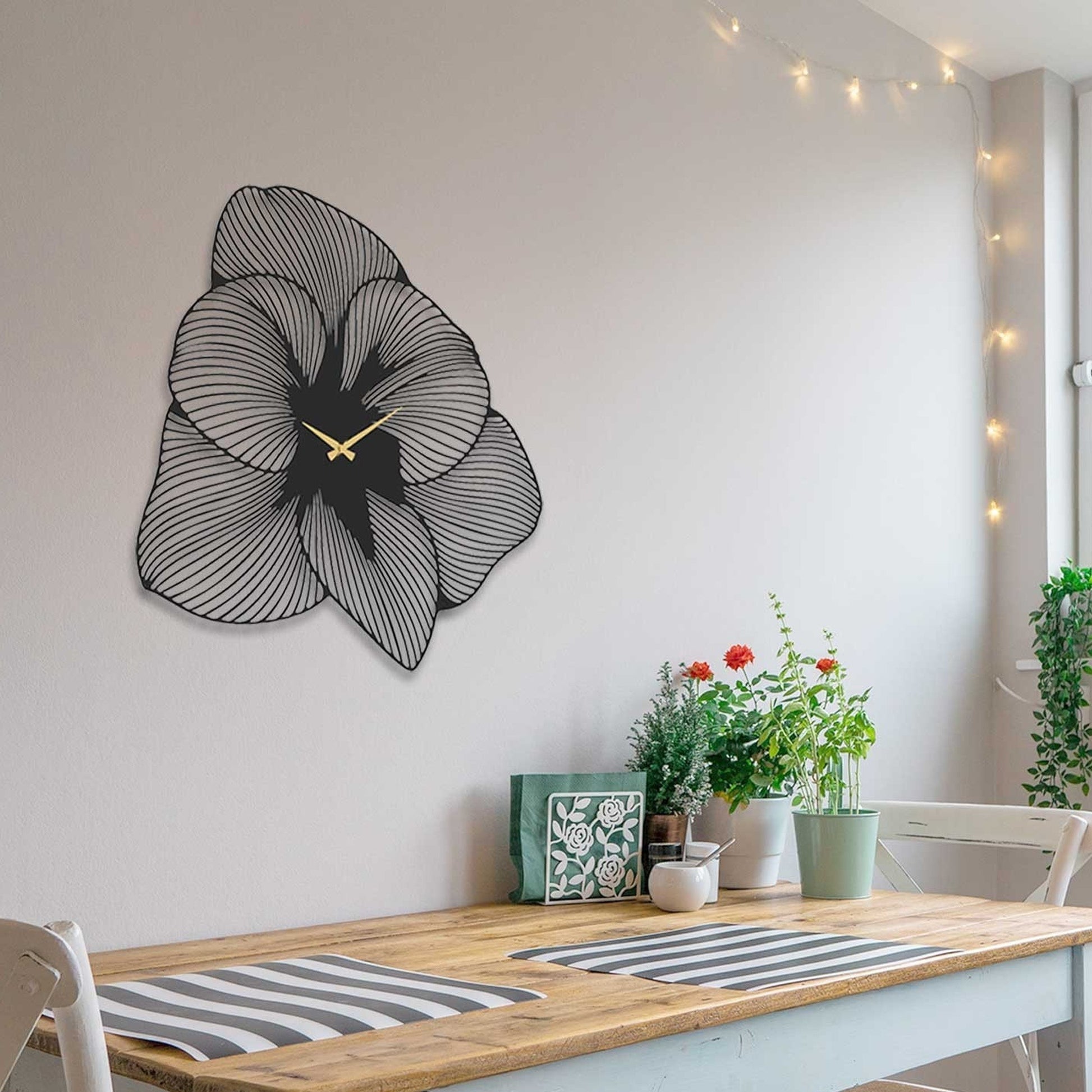Reloj De Pared Metal Estilo Flor_4