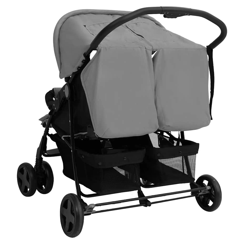 Vidaxl Carrito Para Gemelos De Acero Gris Claro_4