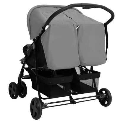 Vidaxl Carrito Para Gemelos De Acero Gris Claro_4