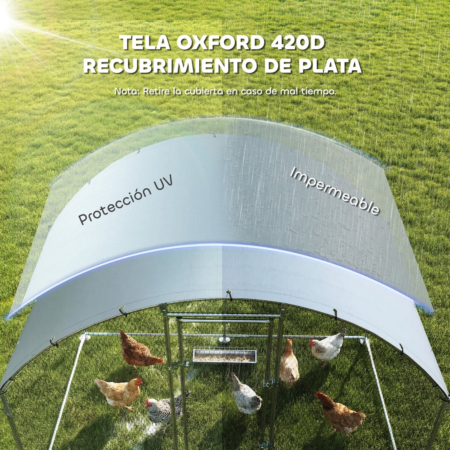 Pawhut Gallinero Para Exterior 2,8x1,7x1,9 M Para 5-8 Gallinas Plata_5