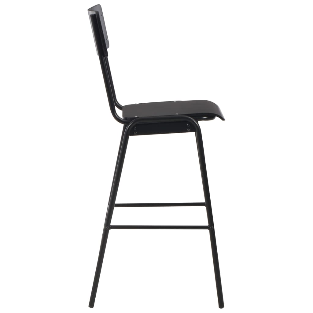Taburetes De Cocina 4 Uds Madera Contrachapada Y Acero Negro_2