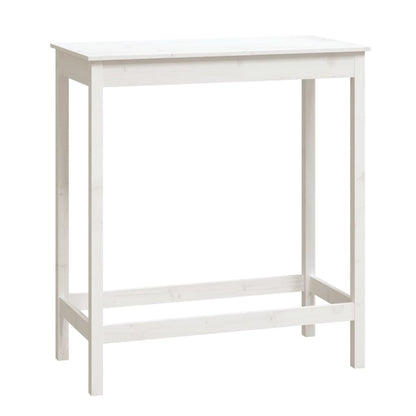 Mesa Alta De Bar Madera Maciza De Pino Blanco 100x50x110 Cm_0
