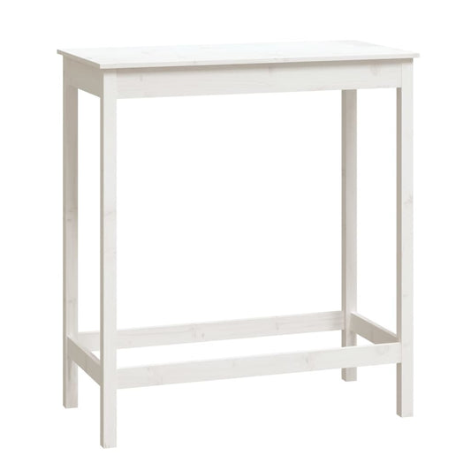 Mesa Alta De Bar Madera Maciza De Pino Blanco 100x50x110 Cm_0