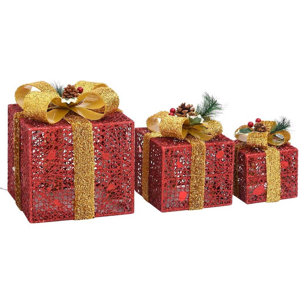 Vidaxl Caja Regalo Decorativa Navidad 3 Pzas Rojo Exterior/interior_4