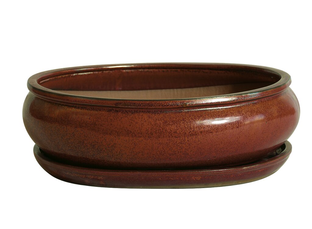 Tiesto Oval Rojo Rhea Con Plato 31x25x9cm