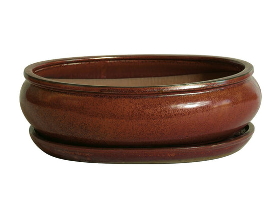 Tiesto Oval Rojo Rhea Con Plato 31x25x9cm