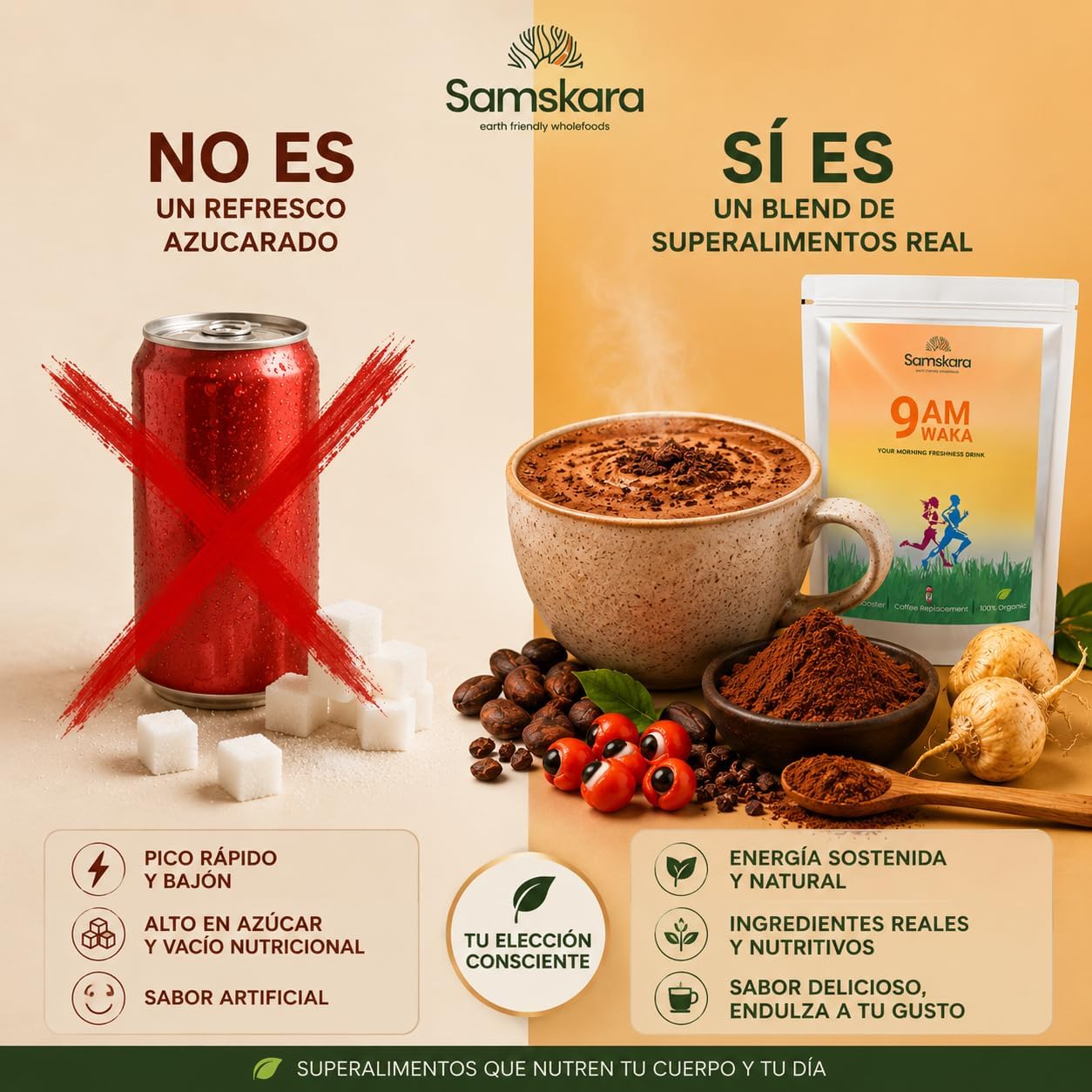Waka 9 A.m — Mezcla Matutina Superfood Bio - 160g | Superalimento Ecológico Vegano Para Batidos, Smoothies Y Zumos_2