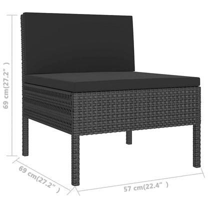 Vidaxl Set Muebles De Jardín 2 Piezas Y Cojines Ratán Sintético Negro_2