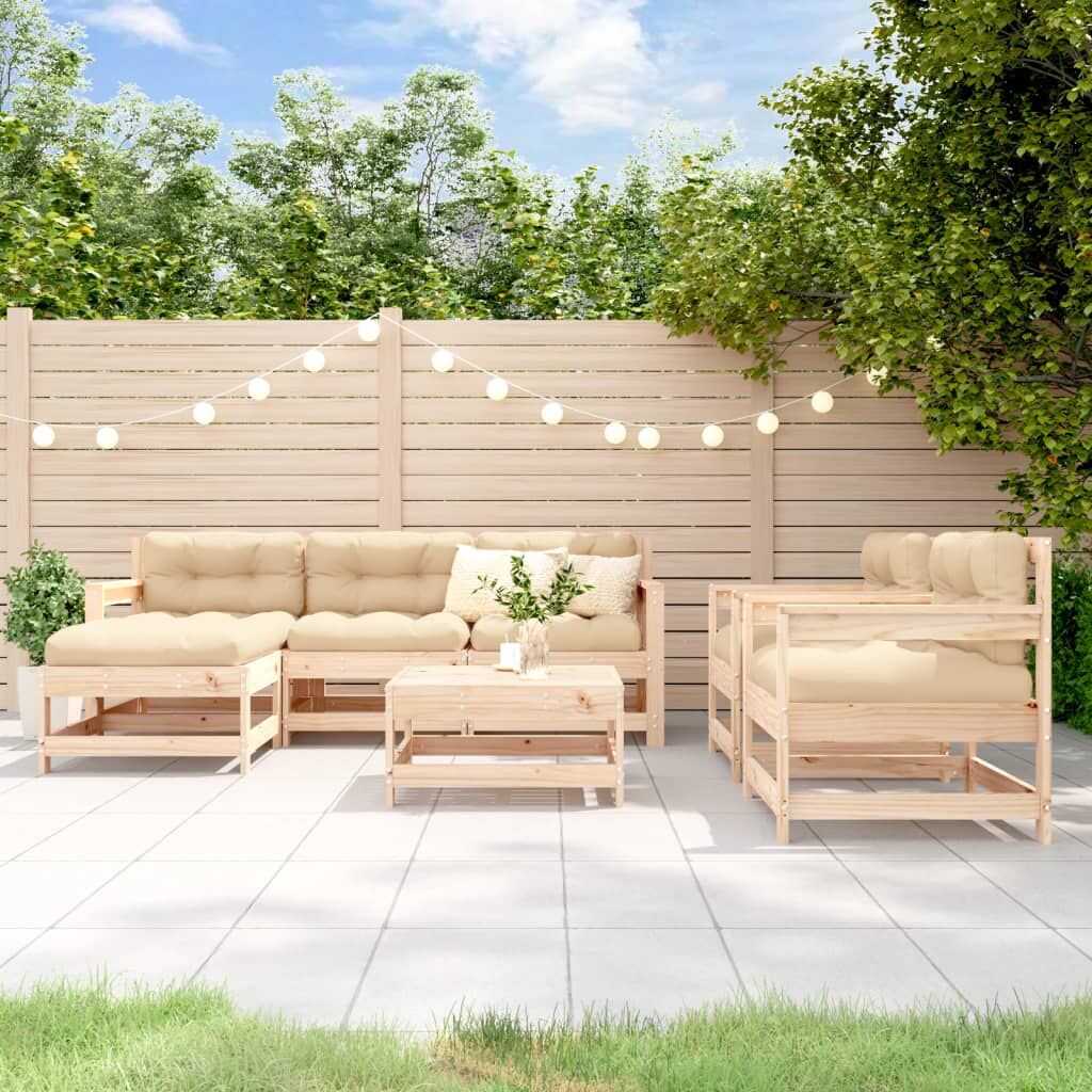 Vidaxl Juego De Muebles De Jardín 7 Piezas Madera Maciza De Pino_1