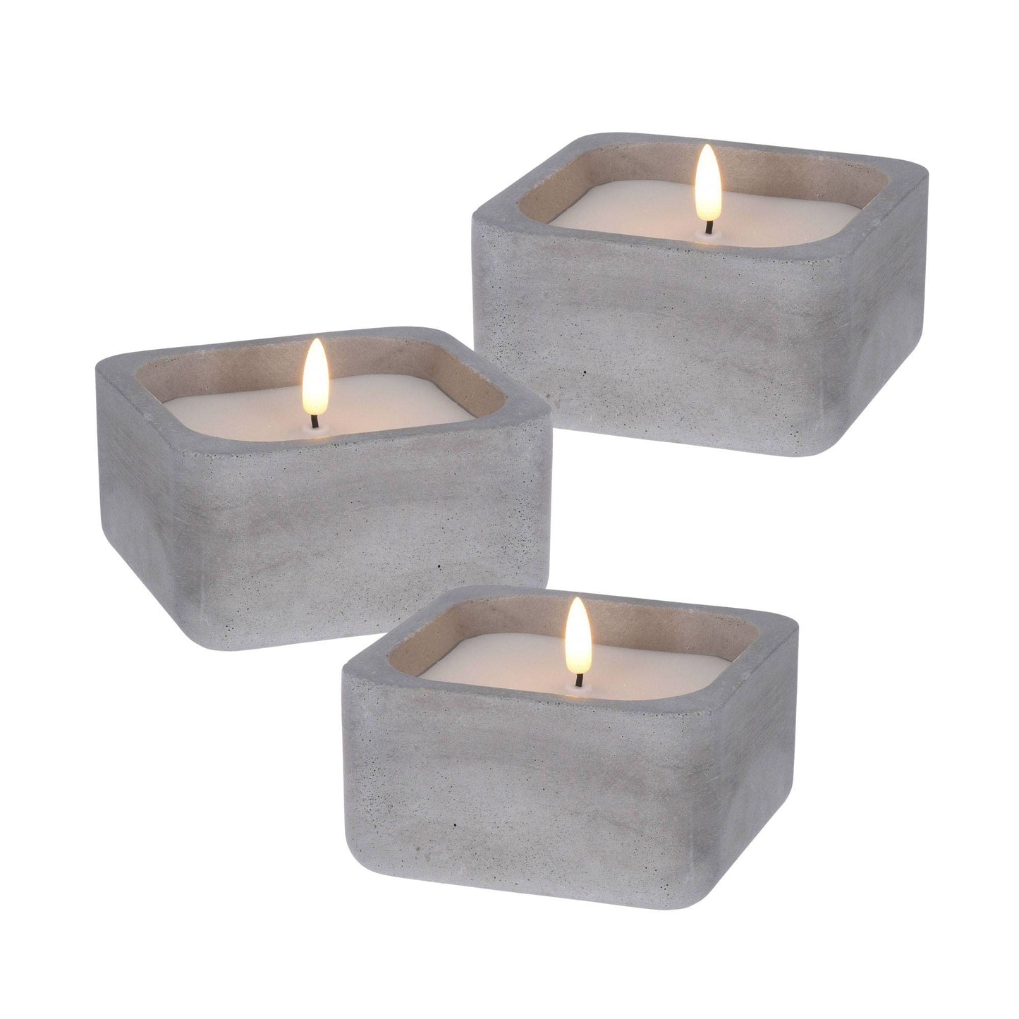 Well Home - Pack 3 Velas Led Cuadrarda Gris_0