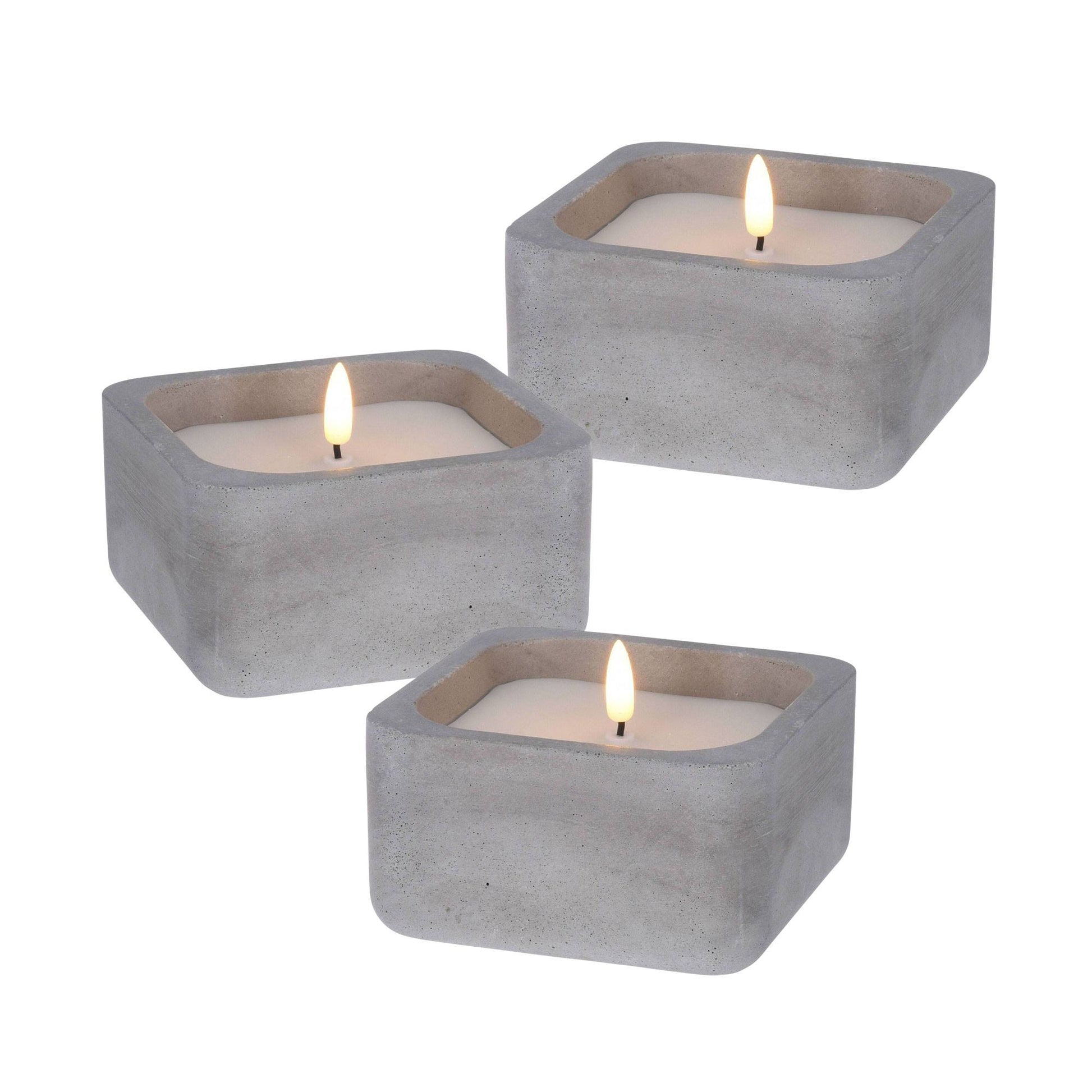 Well Home - Pack 3 Velas Led Cuadrarda Gris