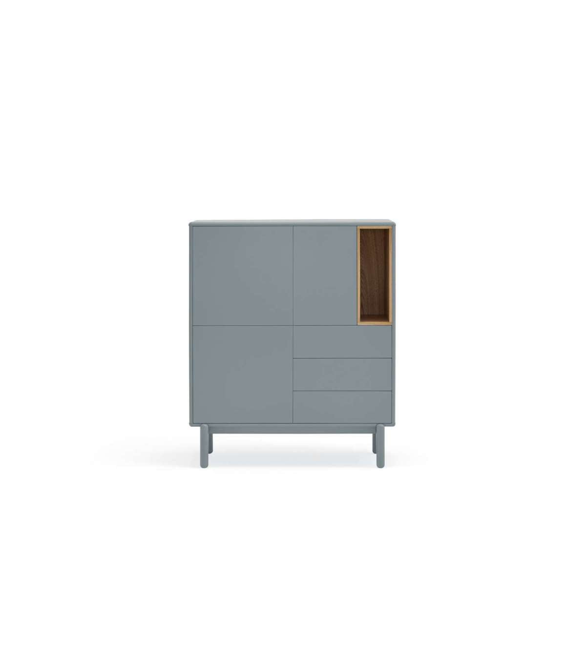 Mueble Auxiliar Modelo Corvo 3 Puertas 3 Cajones Acabado Gris Perla, 40cm(ancho) 120cm(al_0