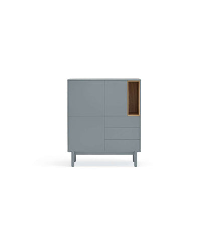 Mueble Auxiliar Modelo Corvo 3 Puertas 3 Cajones Acabado Gris Perla, 40cm(ancho) 120cm(al_0