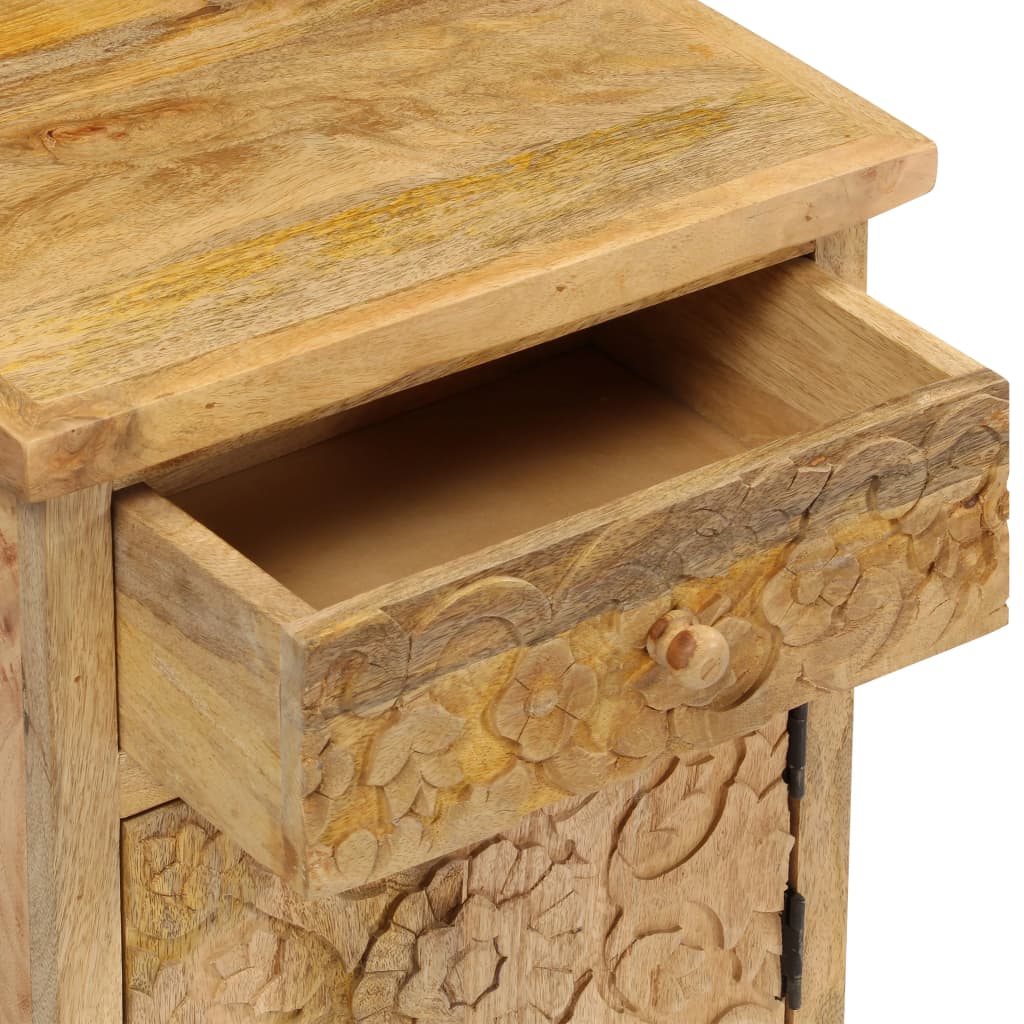 Mesita De Noche De Madera Maciza De Mango 40x30x50 Cm_4