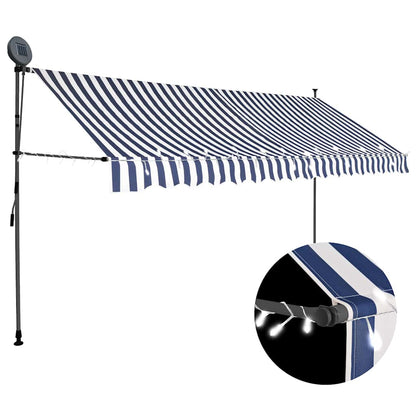 Toldo Manual Retráctil Con Led Azul Y Blanco 400 Cm_1