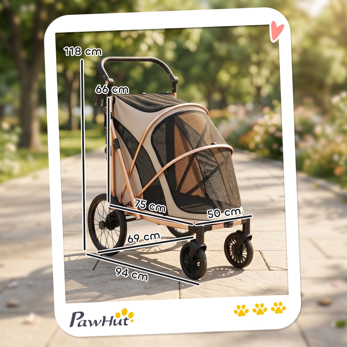 Pawhut Carrito Para Perros Plegable Hasta 20 Kg Con Ruedas Grandes Y Suspensión_2