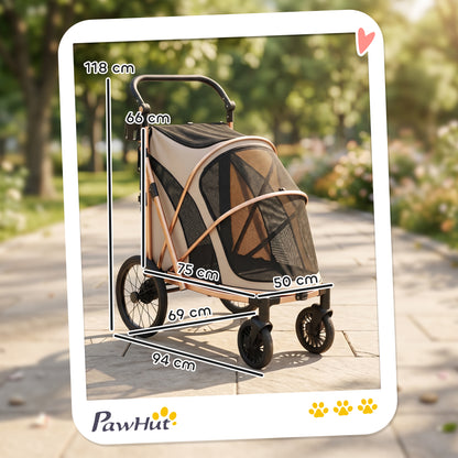 Pawhut Carrito Para Perros Plegable Hasta 20 Kg Con Ruedas Grandes Y Suspensión_2