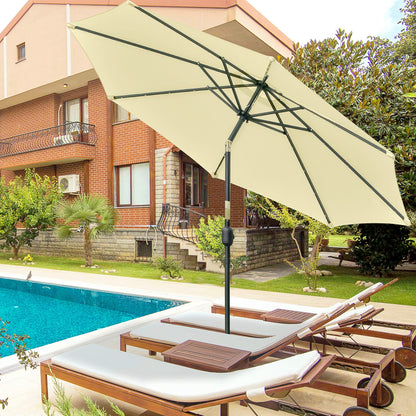 Outsunny Sombrilla Jardín Con 32 Luces Led Solares Inclinable Ø265x233 Cm Beige_1