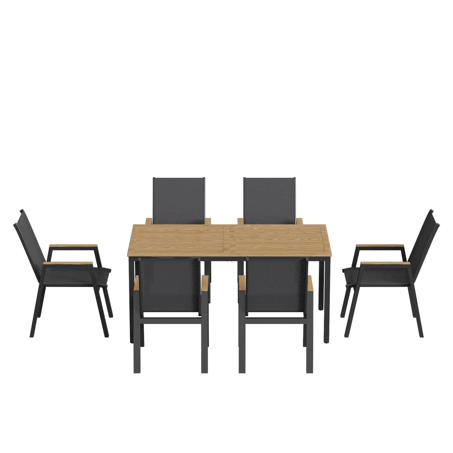 Outsunny Conjunto De Mesa Y Sillas Jardín De 7 Piezas Con Sillas Transpirables_4