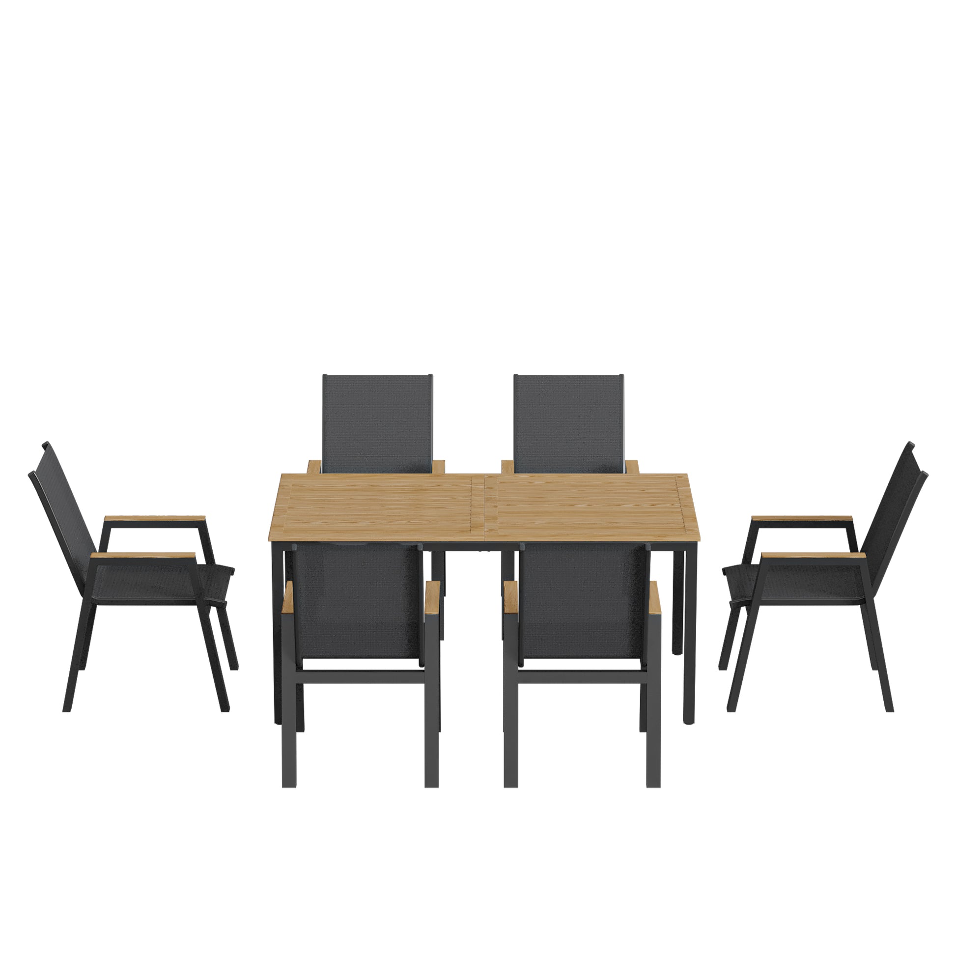 Outsunny Conjunto De Mesa Y Sillas Jardín De 7 Piezas Con Sillas Transpirables_4