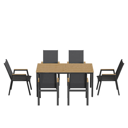 Outsunny Conjunto De Mesa Y Sillas Jardín De 7 Piezas Con Sillas Transpirables_4